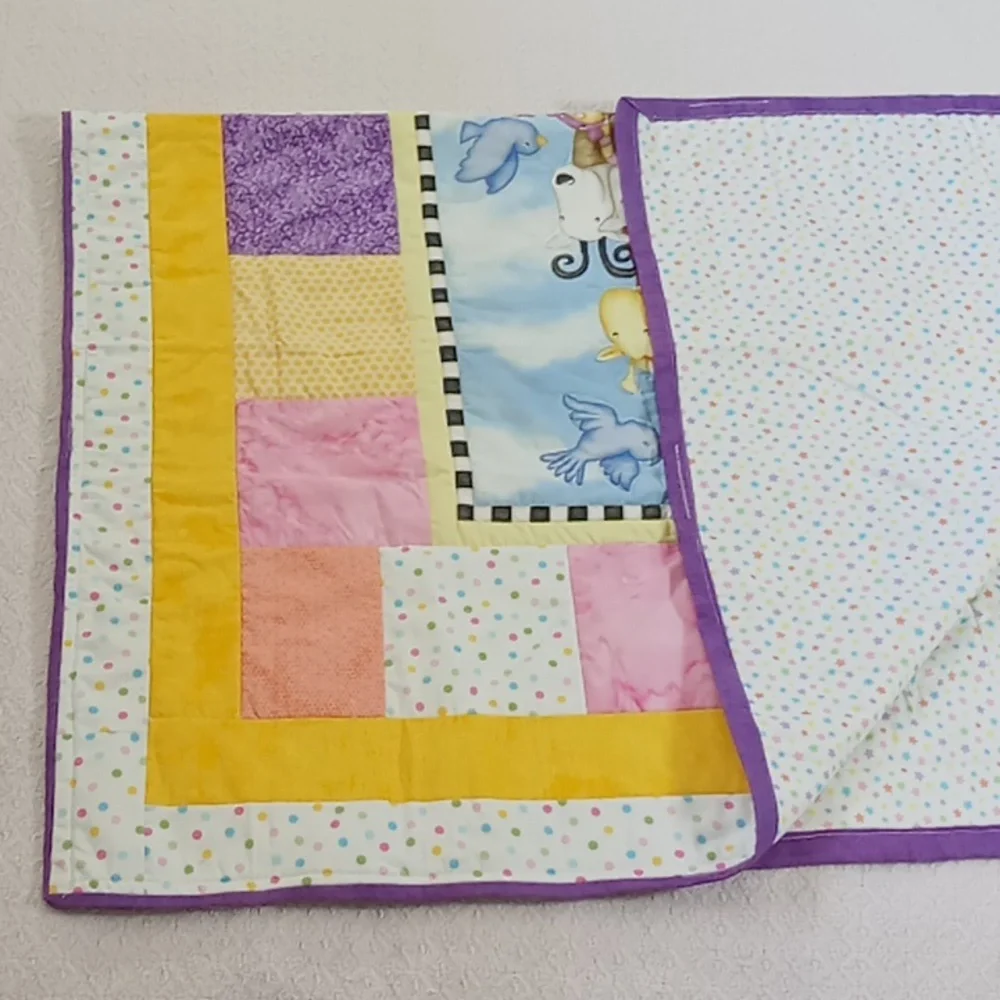 Colorful Noah's Arc Animal-Themed Baby Quilt NWOT